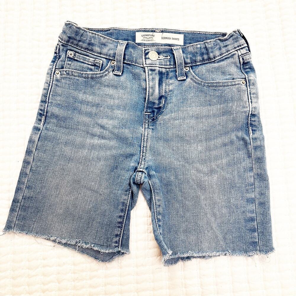Girls Levi's Bermuda Shorts sz 10 adjustable waist tabs Jean Shorts